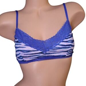 Savage X Fenty Blue Zebra Lace Bralette Soft Cup Bra NWT S